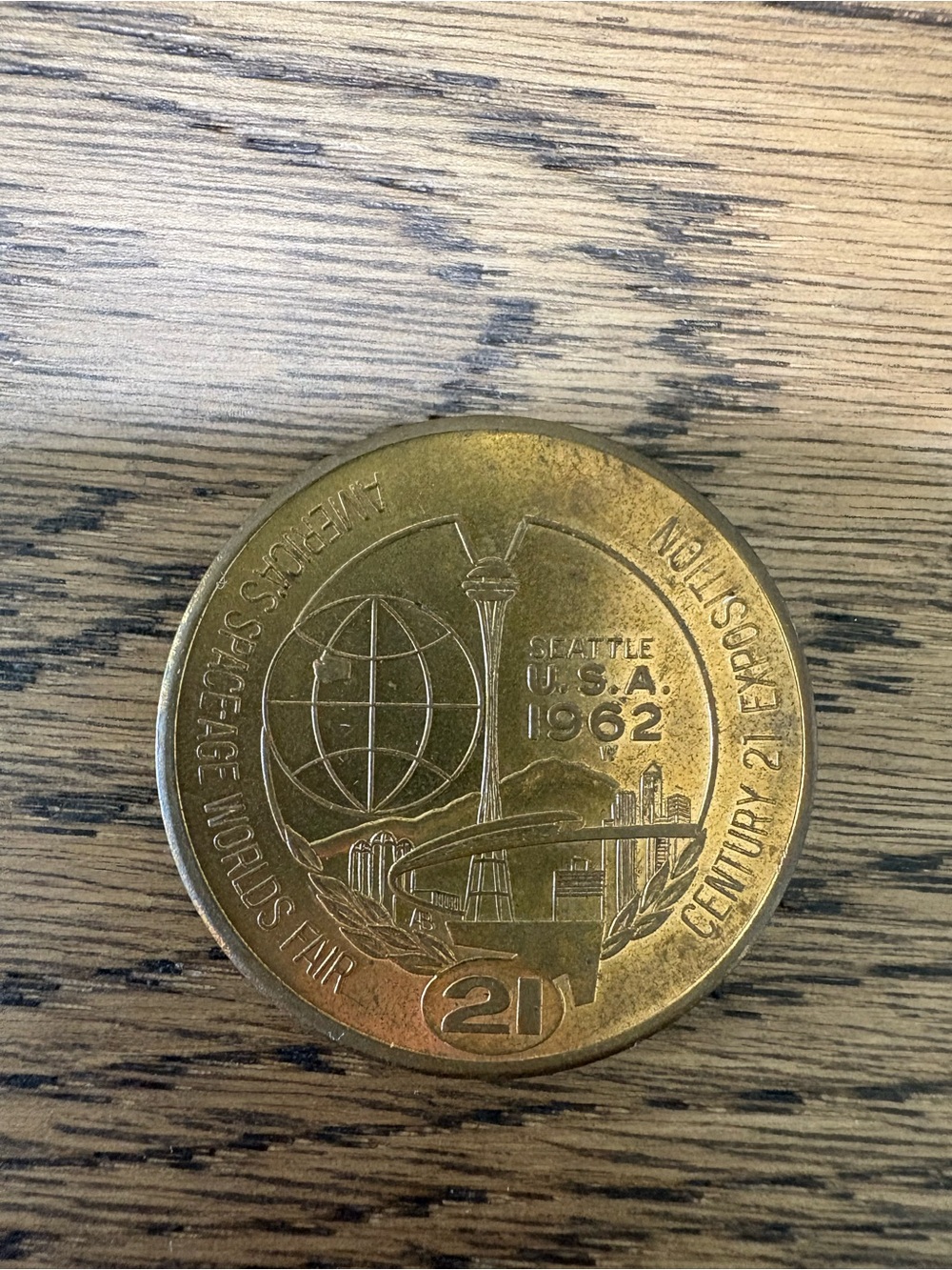 Vintage 1962 Seattle World's Fair Commemorative Coin - Gold Tone